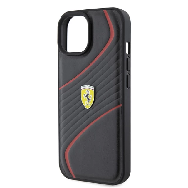 Чохол Ferrari Twist Metal Logo для iPhone 15 Black (FEHCP15SPTWK)