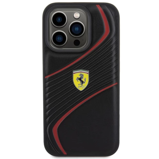 Чохол Ferrari Twist Metal Logo для iPhone 15 Pro Black (FEHCP15LPTWK)