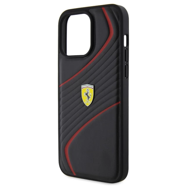 Чохол Ferrari Twist Metal Logo для iPhone 15 Pro Max Black (FEHCP15XPTWK)