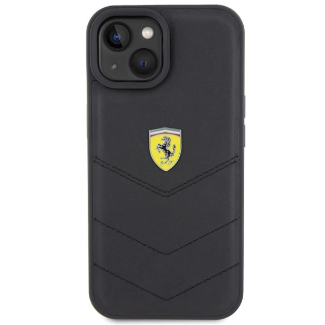 Чохол Ferrari Quilted Metal Logo для iPhone 15 Black (FEHCP15SRDUK)