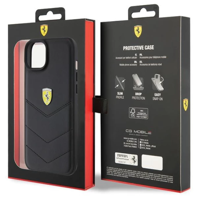 Чохол Ferrari Quilted Metal Logo для iPhone 15 Plus Black (FEHCP15MRDUK)