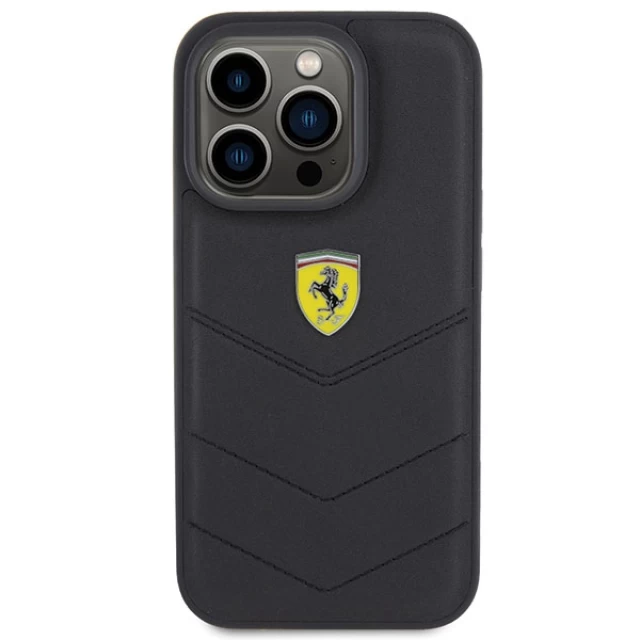 Чохол Ferrari Quilted Metal Logo для iPhone 15 Pro Black (FEHCP15LRDUK)