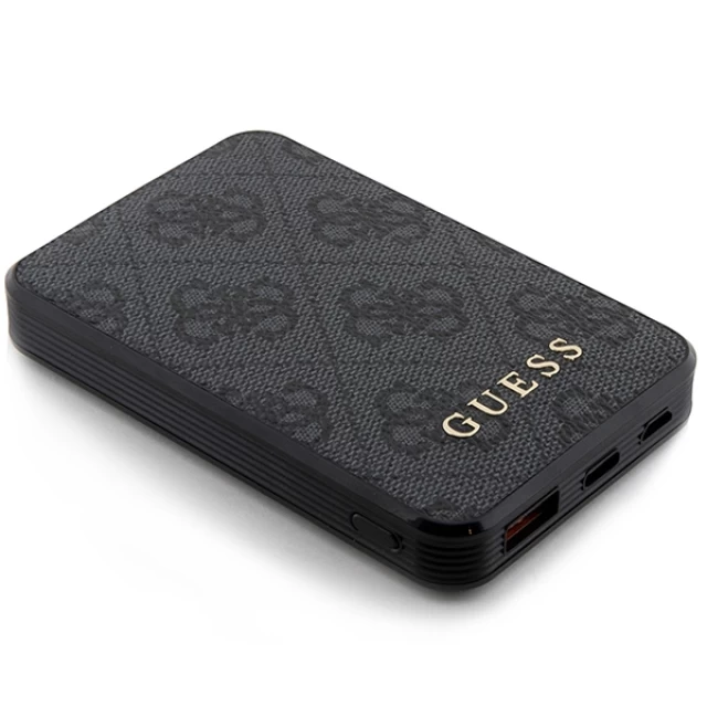 Портативное зарядное устройство Guess 4G Leather Metal Logo 15W 5000 mAh Black (GUPB5LP4GEGK)