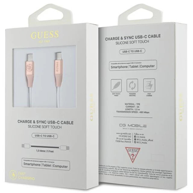 Кабель Guess Silicone with Aluminium FC USB-C to USB-C 1.5m Pink (GUCCLALRGDP)