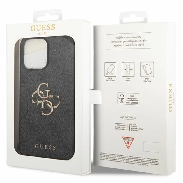 Чехол Guess 4G Big Metal Logo для iPhone 15 Pro Grey (GUHCP15L4GMGGR)