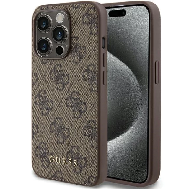 Чохол Guess 4G Metal Gold Logo для iPhone 15 Pro Brown (GUHCP15LG4GFBR)