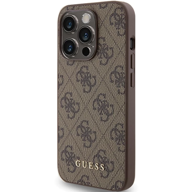 Чохол Guess 4G Metal Gold Logo для iPhone 15 Pro Brown (GUHCP15LG4GFBR)