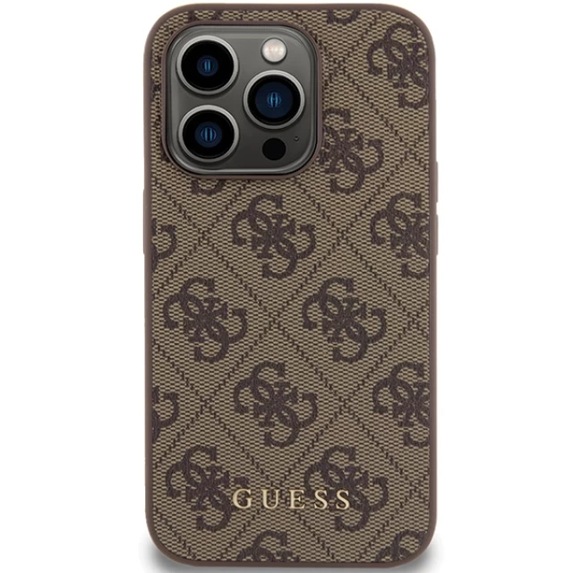 Чохол Guess 4G Metal Gold Logo для iPhone 15 Pro Brown (GUHCP15LG4GFBR)