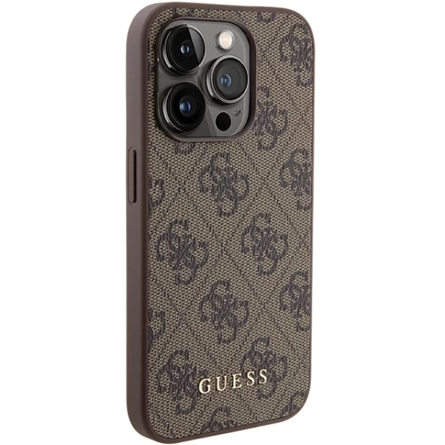 Чохол Guess 4G Metal Gold Logo для iPhone 15 Pro Brown (GUHCP15LG4GFBR)