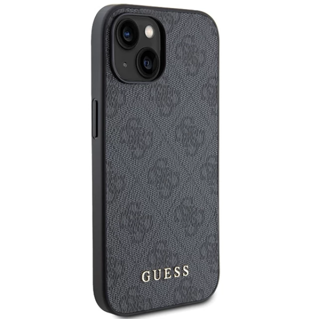 Чехол Guess 4G Metal Gold Logo для iPhone 15 Plus Grey (GUHCP15MG4GFGR)