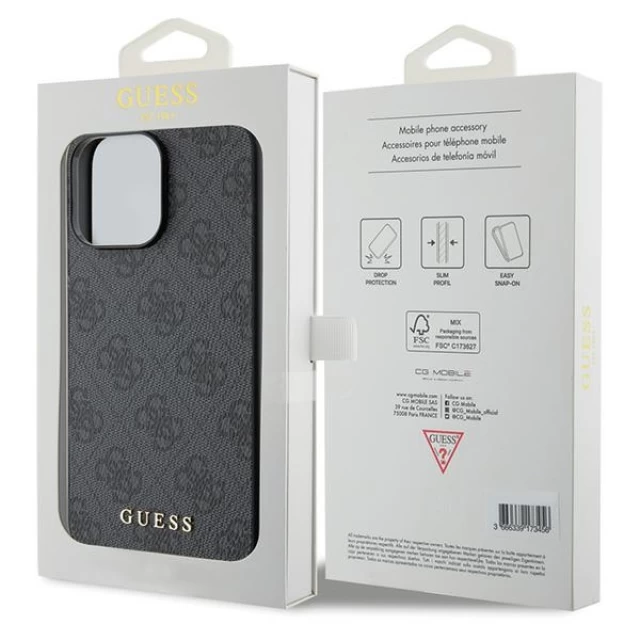 Чохол Guess 4G Metal Gold Logo для iPhone 15 Pro Grey (GUHCP15LG4GFGR)
