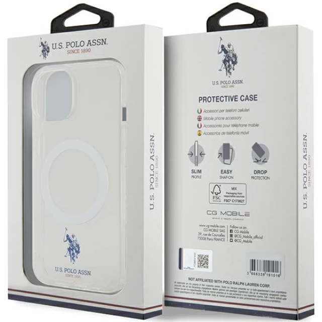Чехол U.S. Polo Assn. Collection для iPhone 15 Transparent with MagSafe (USHMP15SUCIT)