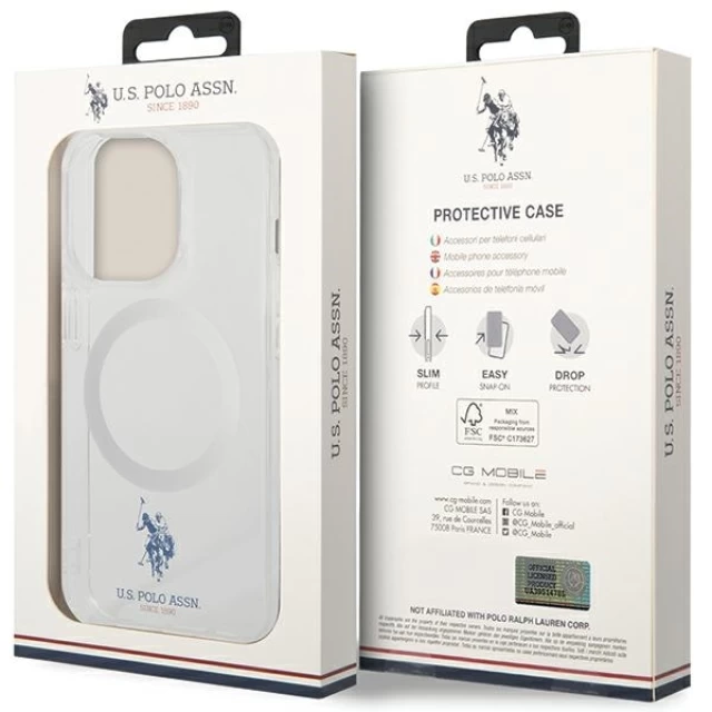 Чехол U.S. Polo Assn. Collection для iPhone 15 Pro Transparent with MagSafe (USHMP15LUCIT)