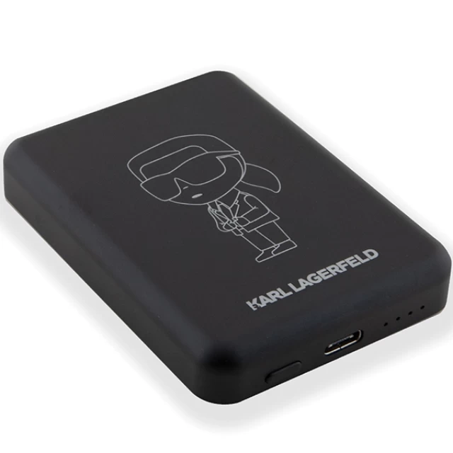 Портативний зарядний пристрій Karl Lagerfeld NFT Outline Ikonik 5000mAh Black with MagSafe (KLPBM5KIOTTGK)
