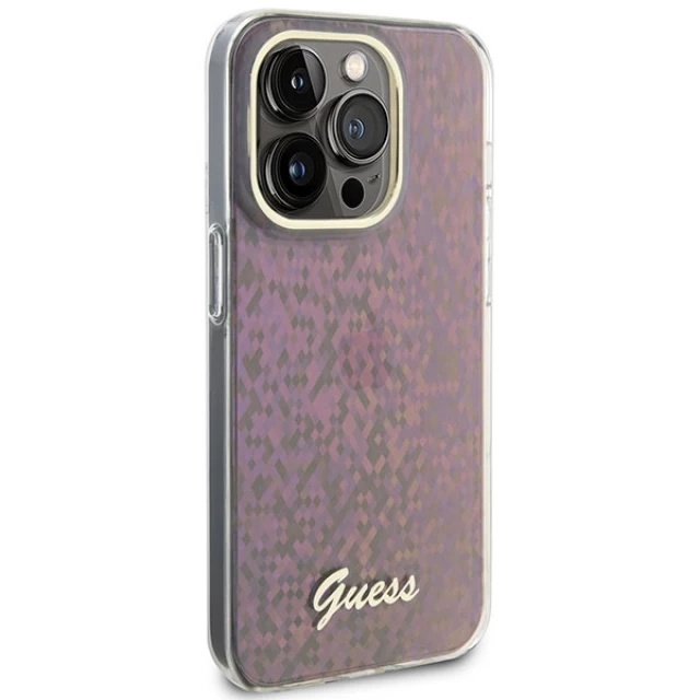 Чехол Guess IML Faceted Mirror Disco Iridescent для iPhone 15 Pro Pink (GUHCP15LHDECMP)