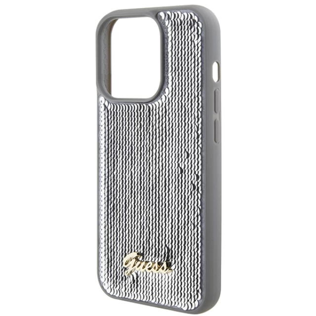 Чохол Guess Sequin Script Metal для iPhone 15 Pro Silver (GUHCP15LPSFDGSS)