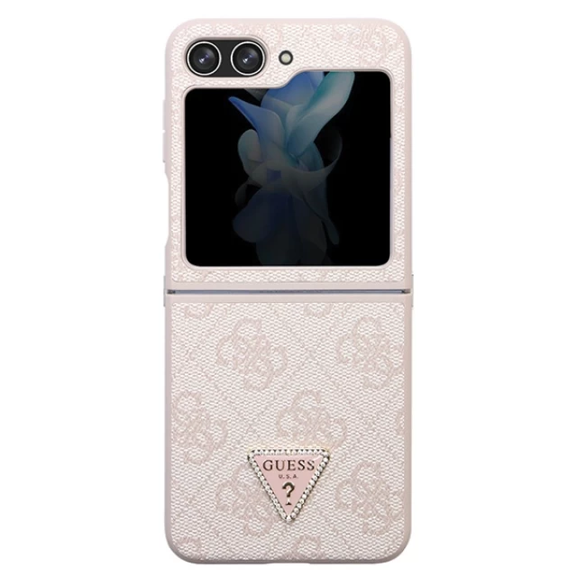 Чохол Guess Leather 4G Triangle Strass для Samsung Galaxy Flip5 (F731) Pink (GUHCZF5P4TDPP)