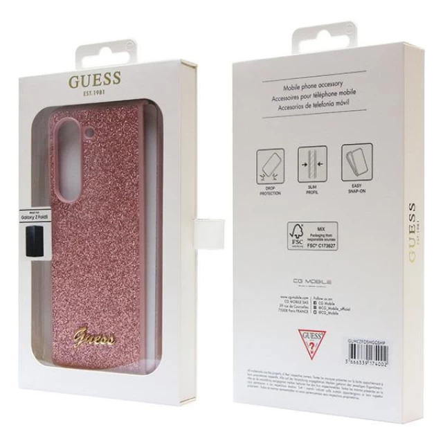Чехол Guess Glitter Script для Samsung Galaxy Fold5 (F946) Pink (GUHCZFD5HGGSHP)