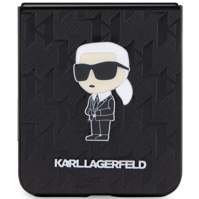 Чехол Karl Lagerfeld Saffiano Monogram Ikonik Pin для Samsung Galaxy Flip5 (F731) Black (KLHCZF5SAPKINPK)