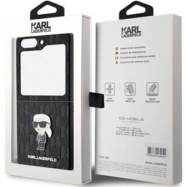Чехол Karl Lagerfeld Saffiano Monogram Ikonik Pin для Samsung Galaxy Flip5 (F731) Black (KLHCZF5SAPKINPK)