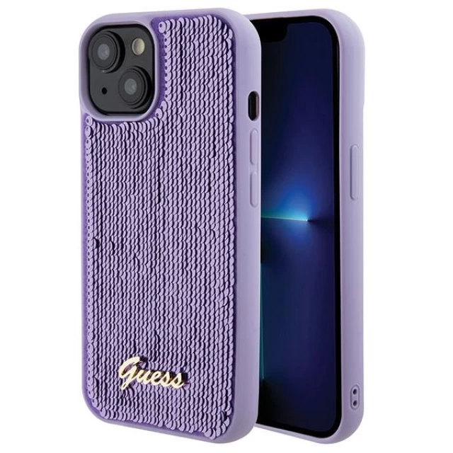 Чохол Guess Sequin Script Metal для iPhone 15 Purple (GUHCP15SPSFDGSU)