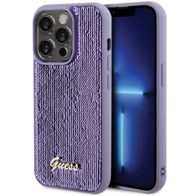 Чохол Guess Sequin Script Metal для iPhone 15 Pro Purple (GUHCP15LPSFDGSU)