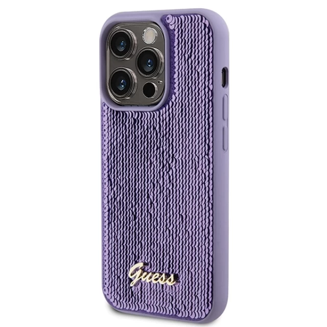 Чохол Guess Sequin Script Metal для iPhone 15 Pro Max Purple (GUHCP15XPSFDGSU)