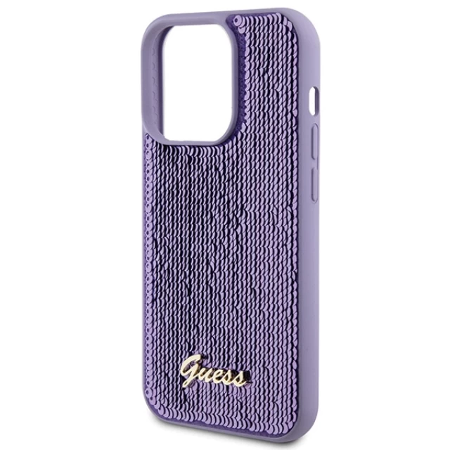 Чехол Guess Sequin Script Metal для iPhone 15 Pro Max Purple (GUHCP15XPSFDGSU)