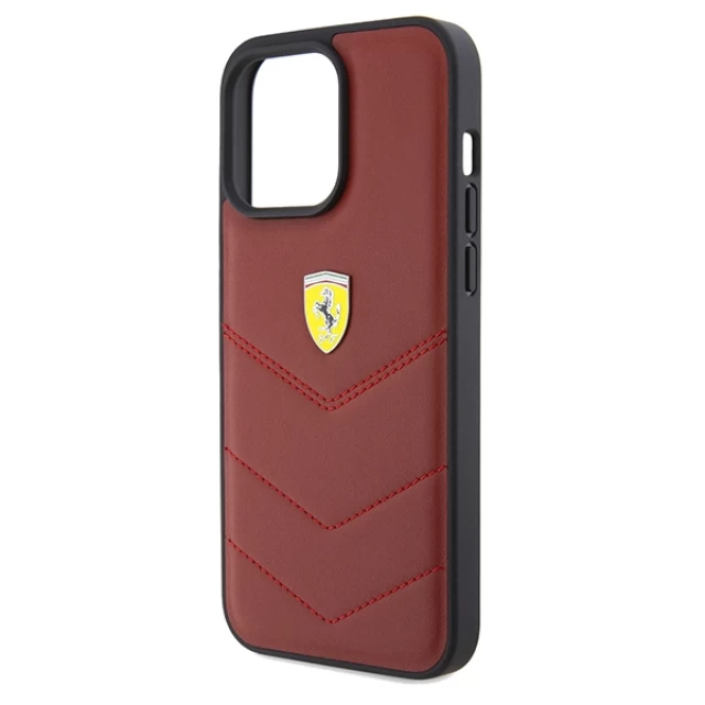 Чохол Ferrari Leather Stitched Lines для iPhone 15 Pro Max Red (FEHCP15XRDUR)