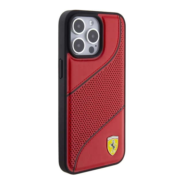 Чохол Ferrari Perforated Waves Metal Logo для iPhone 15 Pro Max Red (FEHCP15XPWAR)