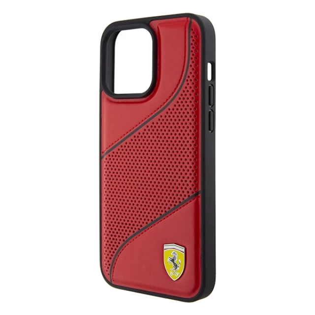 Чехол Ferrari Perforated Waves Metal Logo для iPhone 15 Pro Max Red (FEHCP15XPWAR)
