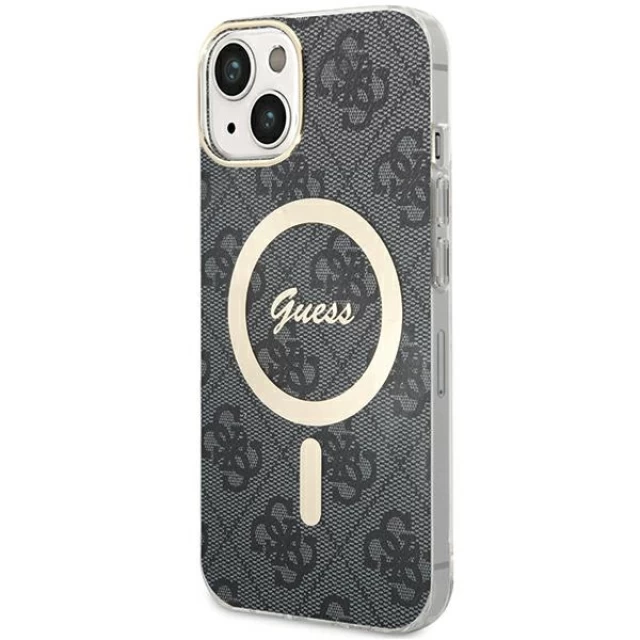 Чохол Guess 4G для iPhone 15 Plus | 14 Plus Black with MagSafe (GUHMP15MH4STK)