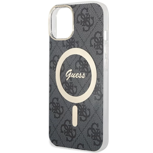 Чехол Guess 4G для iPhone 15 Plus | 14 Plus Black with MagSafe (GUHMP15MH4STK)