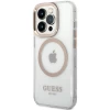 Чехол Guess Metal Outline для iPhone 15 Gold with MagSafe (GUHMP15SHTRMD)