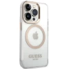 Чехол Guess Metal Outline для iPhone 15 Gold with MagSafe (GUHMP15SHTRMD)