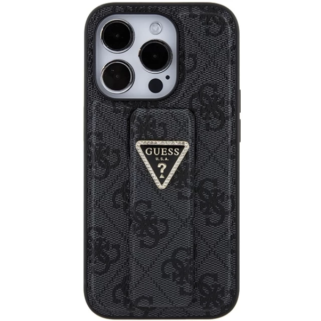 Чохол Guess Grip Stand 4G Triangle Strass для iPhone 15 Pro Max Black (GUHCP15XPGS4TDK)