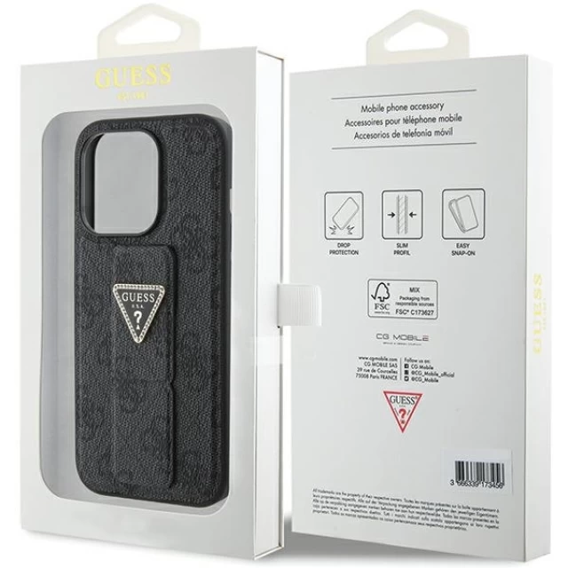 Чохол Guess Grip Stand 4G Triangle Strass для iPhone 15 Pro Max Black (GUHCP15XPGS4TDK)