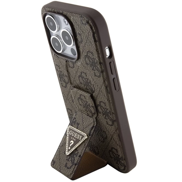 Чохол Guess Grip Stand 4G Triangle Strass для iPhone 15 Pro Max Brown (GUHCP15XPGS4TDW)