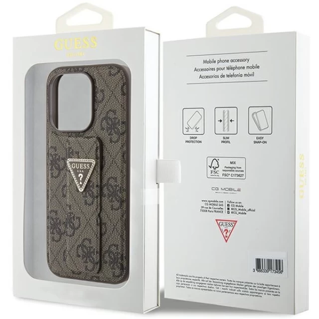 Чехол Guess Grip Stand 4G Triangle Strass для iPhone 15 Pro Max Brown (GUHCP15XPGS4TDW)