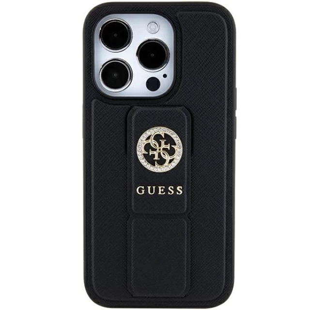 Чохол Guess Grip Stand 4G Saffiano Strass для iPhone 15 Black (GUHCP15SPGSSADK)