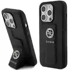 Чехол Guess Grip Stand 4G Saffiano Strass для iPhone 15 Pro Black (GUHCP15LPGSSADK)