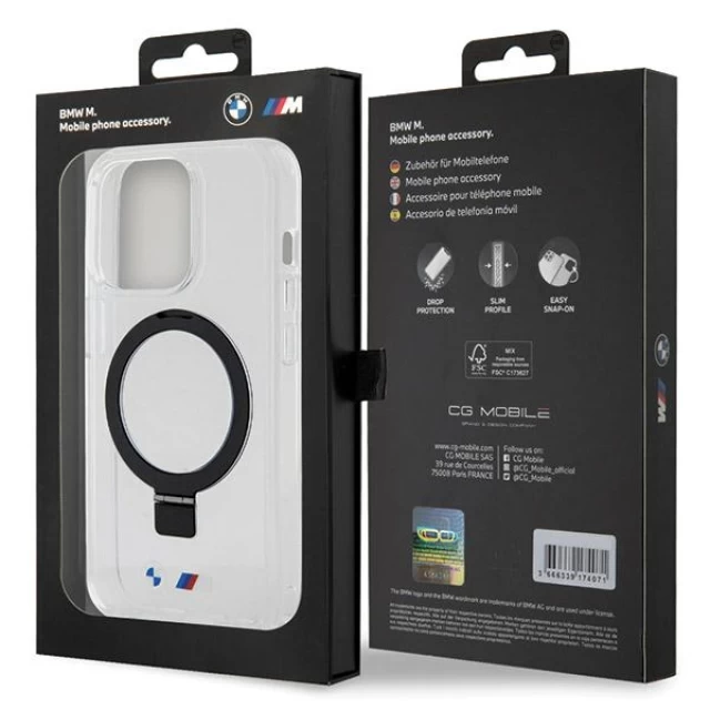 Чохол BMW Ring Stand M Collection для iPhone 15 Pro Max Clear with MagSafe (BMHMP15XURST)