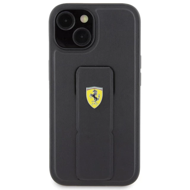 Чехол Ferrari Grip Stand для iPhone 15 Black (FEHCP15SGSPSIK)
