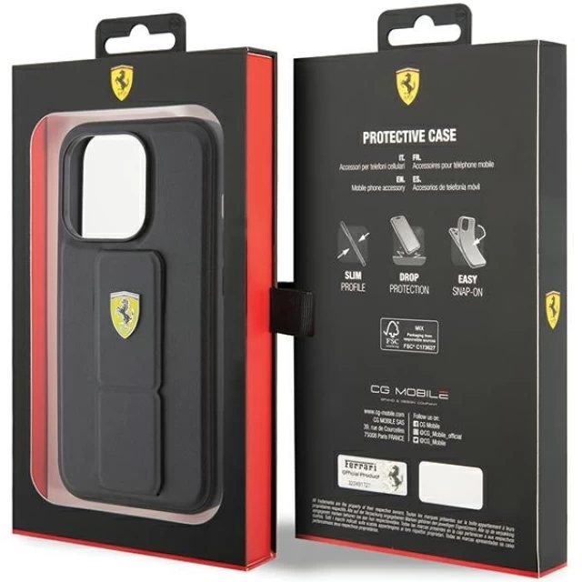 Чохол Ferrari Grip Stand для iPhone 15 Pro Max Black (FEHCP15XGSPSIK)
