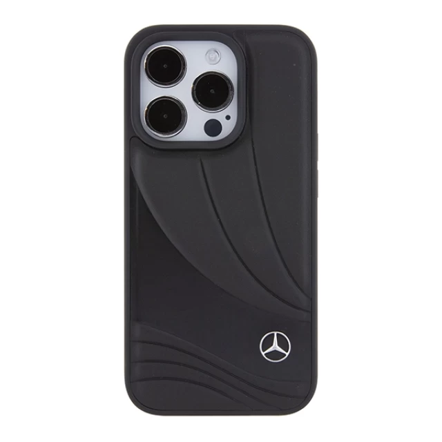 Чехол Mercedes Leather Wave Pattern для iPhone 15 Pro Black (MEHCP15L8ROLK)