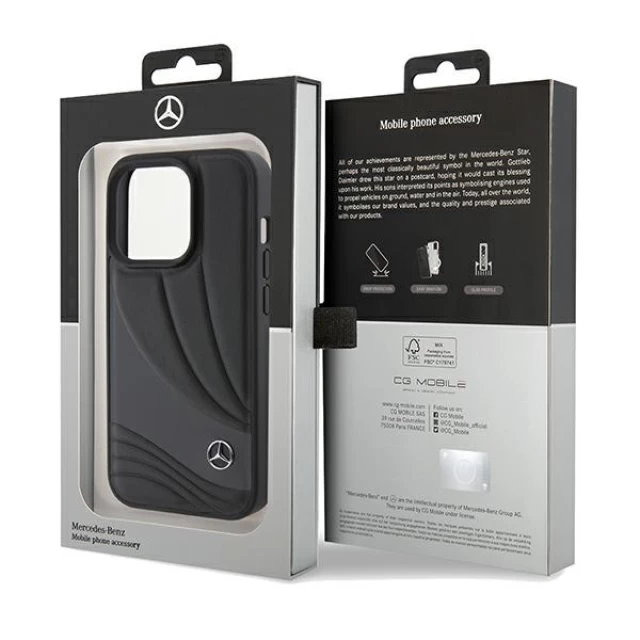Чохол Mercedes Leather Wave Pattern для iPhone 15 Pro Black (MEHCP15L8ROLK)