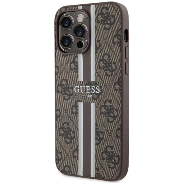 Чехол Guess 4G Printed Stripes для iPhone 15 Pro Max Brown with MagSafe (GUHMP15XP4RPSW)