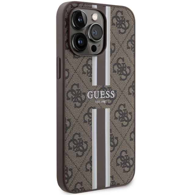 Чохол Guess 4G Printed Stripes для iPhone 15 Pro Max Brown with MagSafe (GUHMP15XP4RPSW)