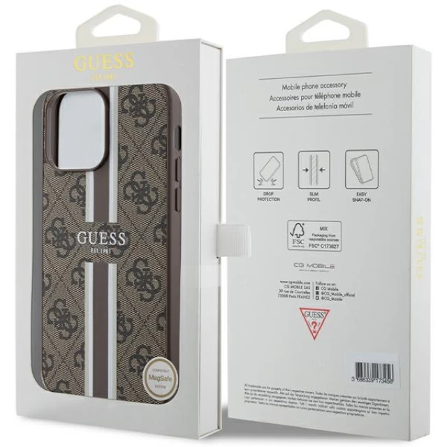 Чехол Guess 4G Printed Stripes для iPhone 15 Pro Max Brown with MagSafe (GUHMP15XP4RPSW)