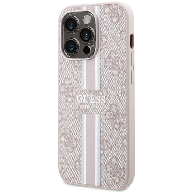 Чохол Guess 4G Printed Stripes для iPhone 15 Pro Pink with MagSafe (GUHMP15LP4RPSP)